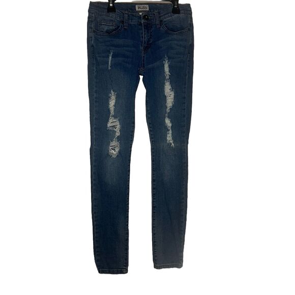 Y2K Mudd Distressed Skinny Jeans Size 5 Low Rise - Picture 1 of 5